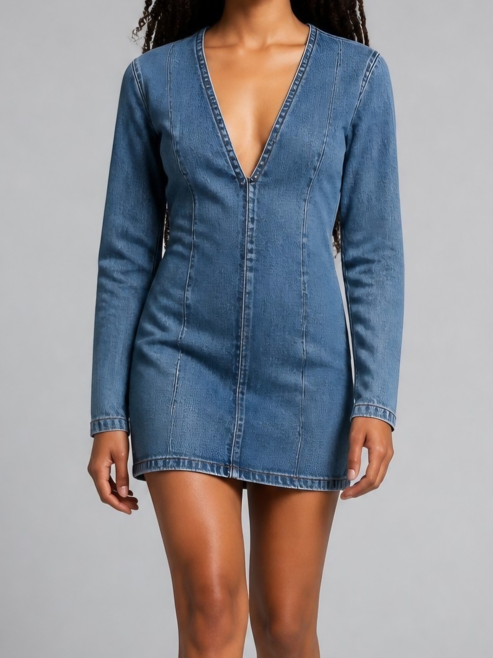Guess Blue Long Sleeve Denim Mini Dress
